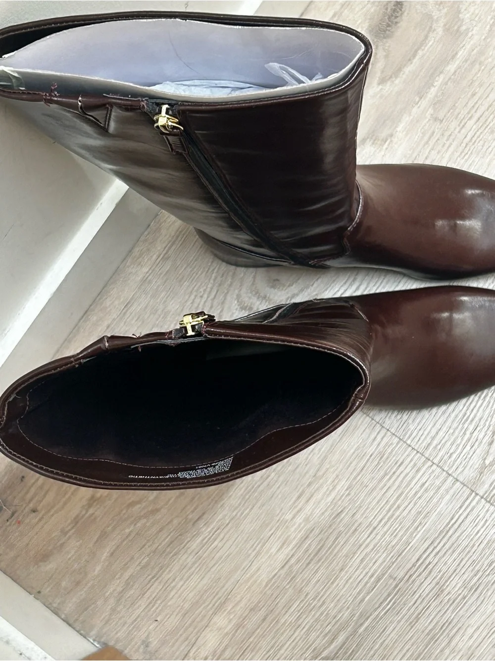NWT J. Crew Square-Toe Tall Leather Boots in Dark Brown Size 5